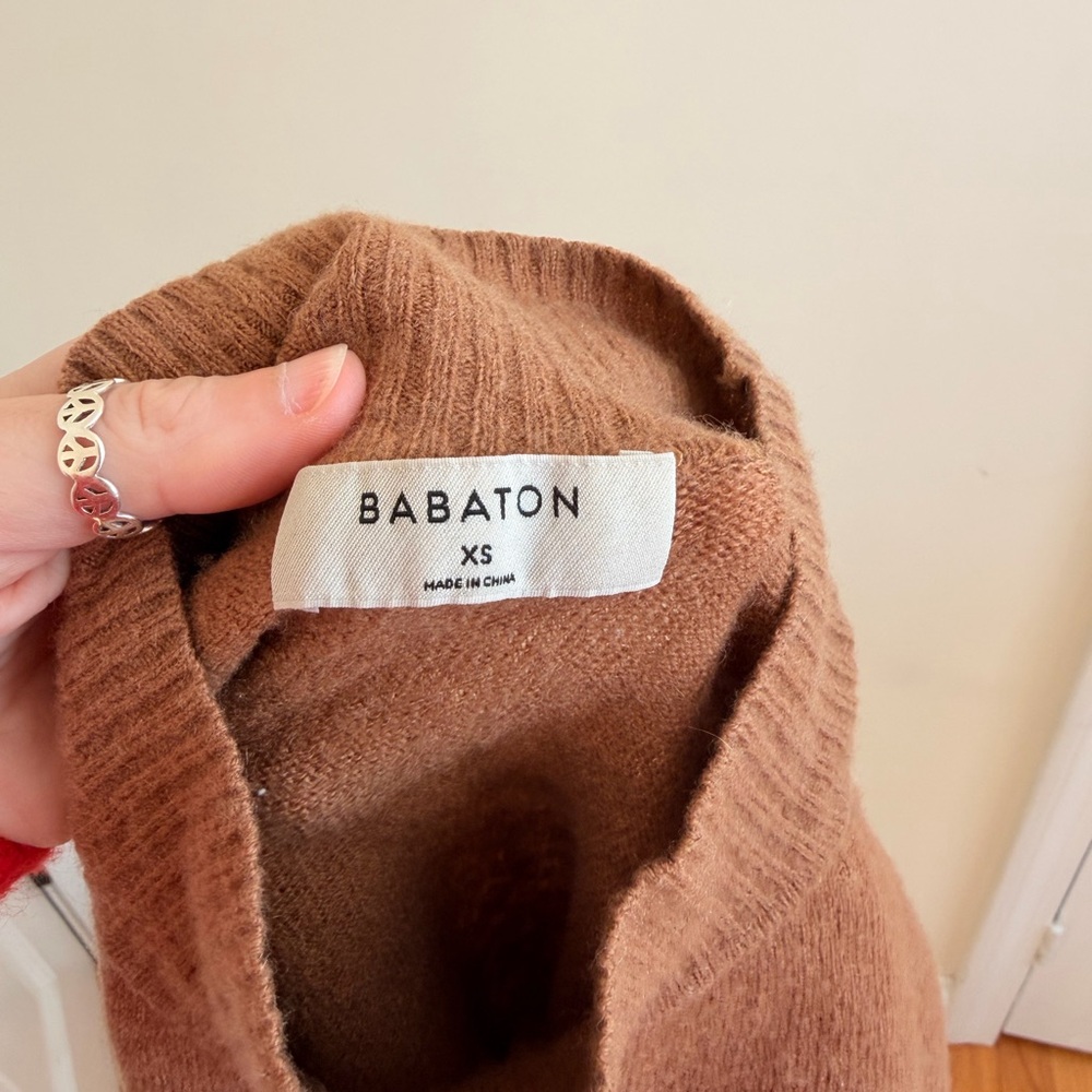 Babaton Cowl Neck Sweater in Warm Brown